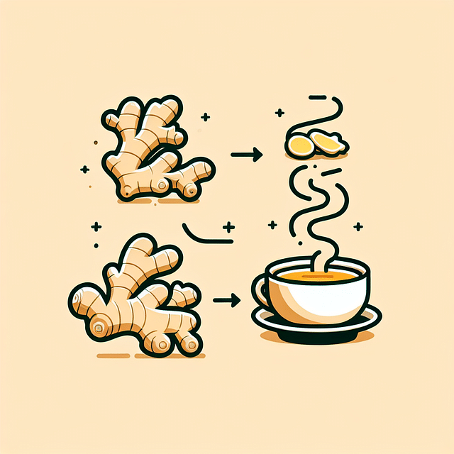 ginger root and a cup of ginger tea
