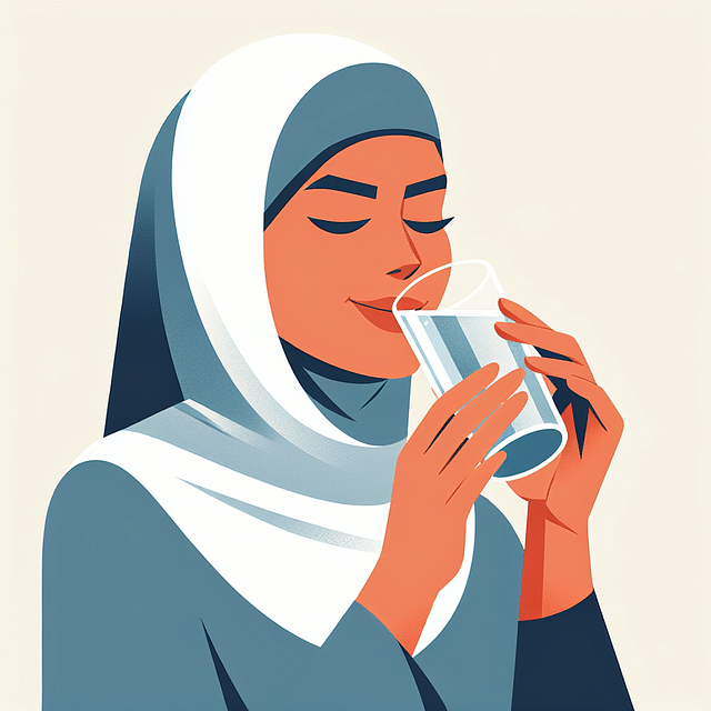 woman drinking water feeling refreshed