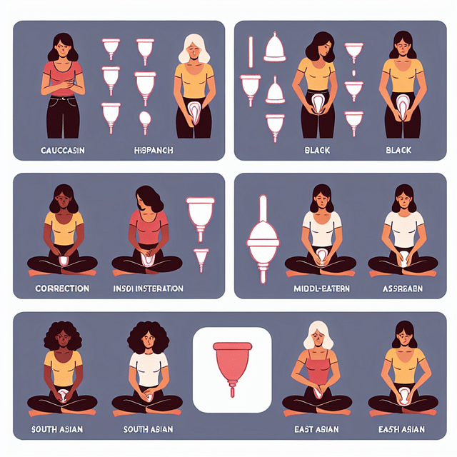 illustration of different positions for menstrual cup insertion