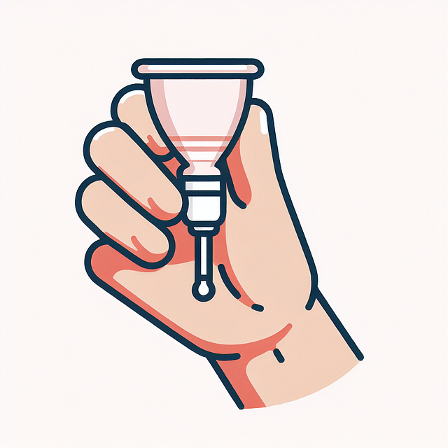 hand holding a menstrual cup applicator, close-up