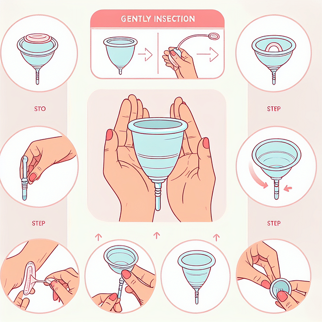 menstrual cup applicator being inserted gently