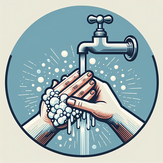hands being washed under a tap with soap