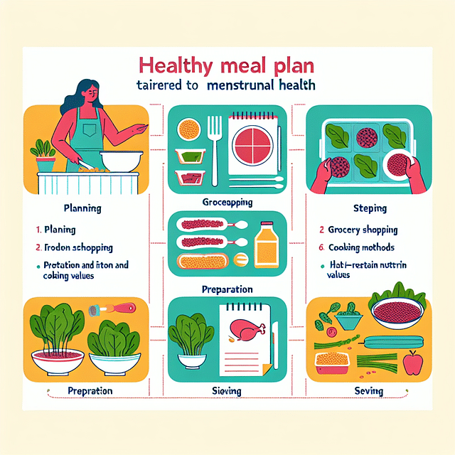 healthy meal plan for menstrual health with emphasis on iron and protein