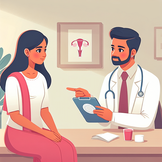 woman consulting a healthcare provider about menstrual health