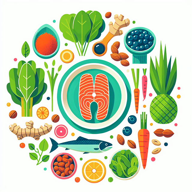 anti-inflammatory foods on a plate