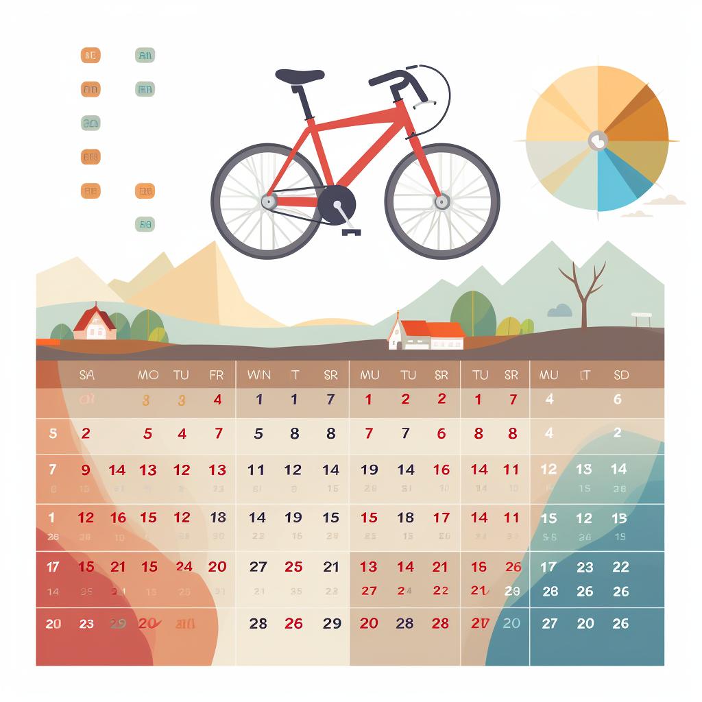 A calendar with cycle phases marked