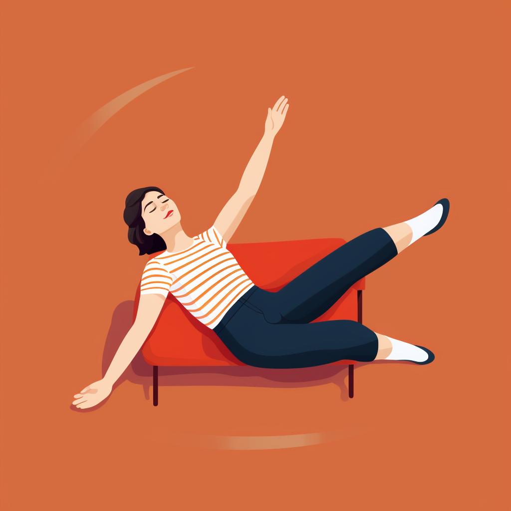 A woman doing the supine twist